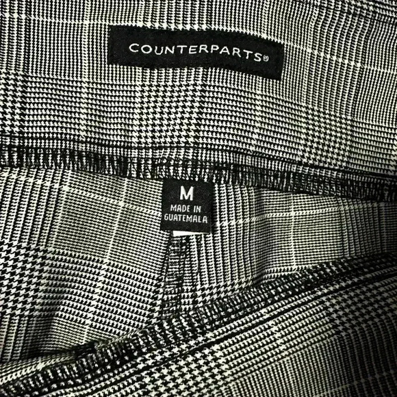 NWT Black And White Plaid Cropped Cigarette 
Stretch Pull On Dress Pant. Sz: M. - Picture 7 of 8